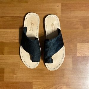 The Black Tanya Cowhide Sandals